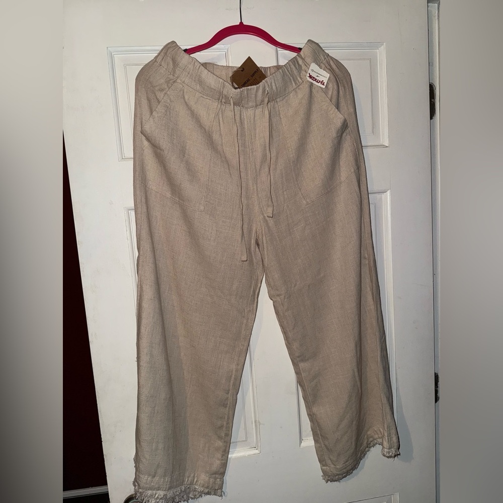 Thread & Supply Tan Cropped Ankle Pants Relaxed Fit